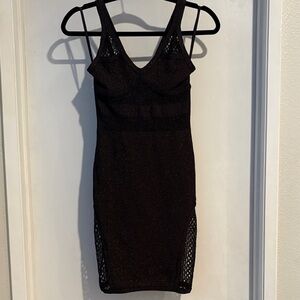 Bebe Addiction  Black Glitter Mini Dress